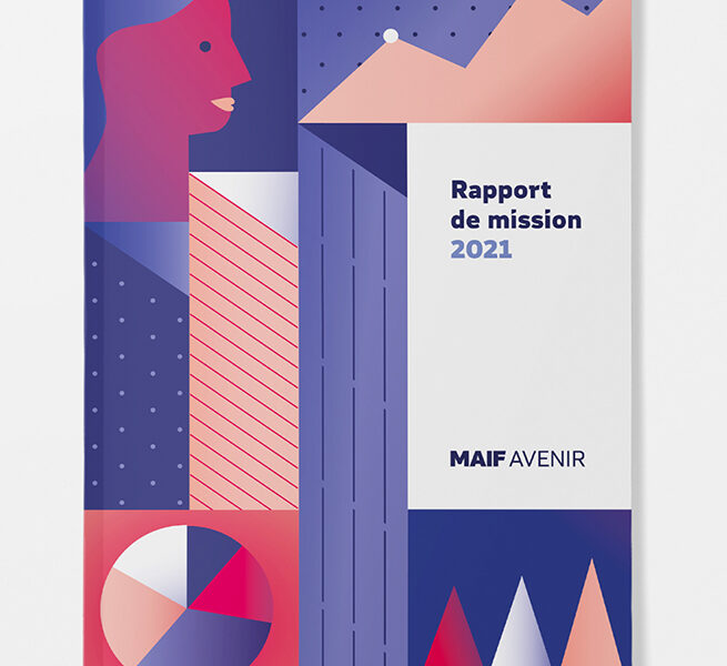 conception graphique de la couverture d'un rapport d'activité